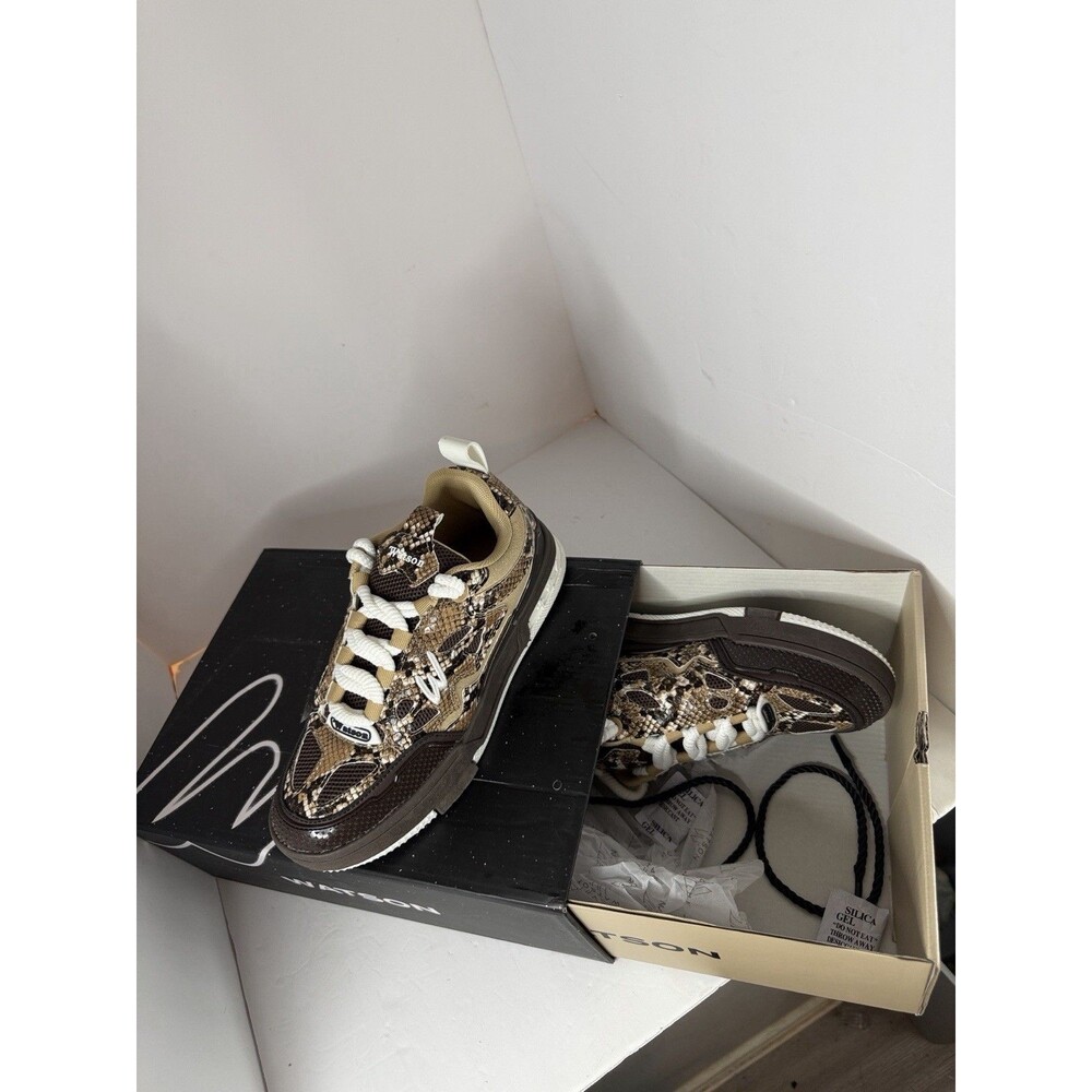 Watson K Flip Sneakers Desert Snake Men's Casual Brown Snake Print Mesh Lace‎ Up - Picture 8 of 8